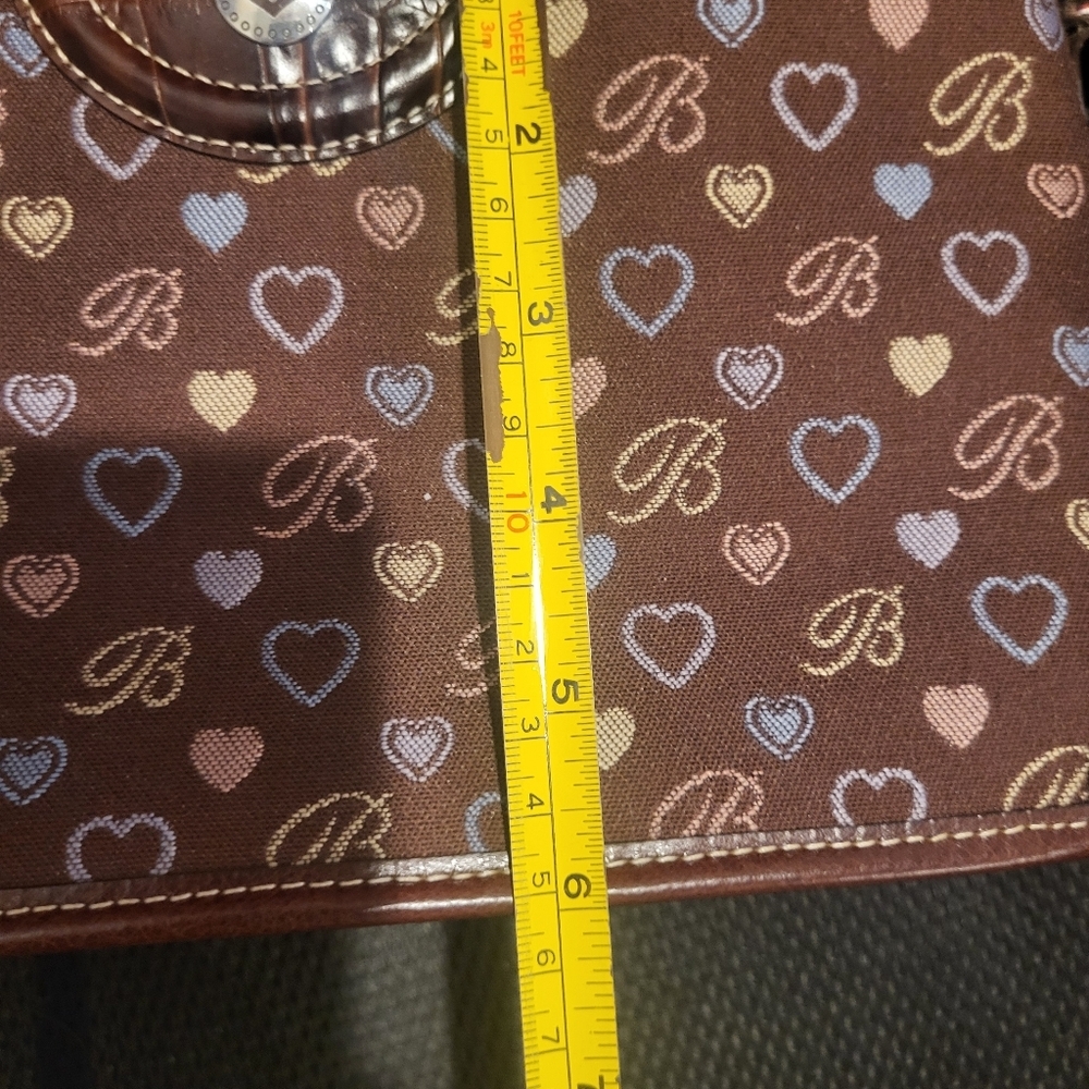 Brighton Brown Heart Pattern Women's Bag Purse Braided Strap - Picture 14 of 15